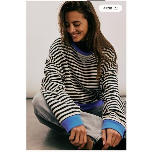 free people movement Tops - Free People Classic Striped Crew Sweatshirt